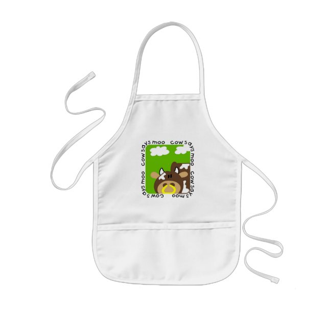 Cow Says Moo Tshirts and Gifts Kids Apron (Front)