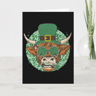 Cow Shamrock Coquette Bow St Patrick's Day Card