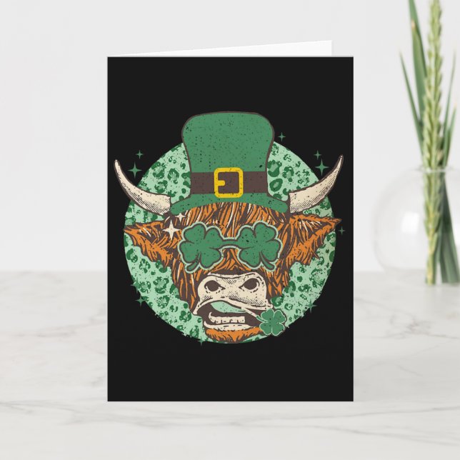 Cow Shamrock Coquette Bow St Patrick's Day  Card (Front)