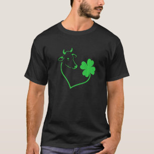 Cow Shamrock Heart C Leaf St Patrick's Day T-Shirt
