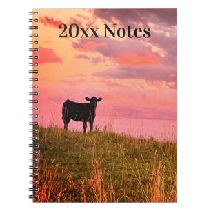 Cow Silhouette at Sunset Notebook