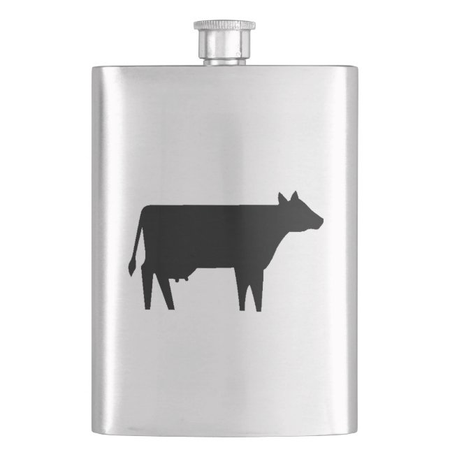 Cow Silhouette Hip Flask (Front)
