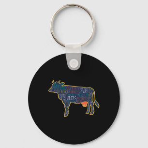 Cow Silhouette Tygraphy Phrases Heifer Fun Chris T Key Ring