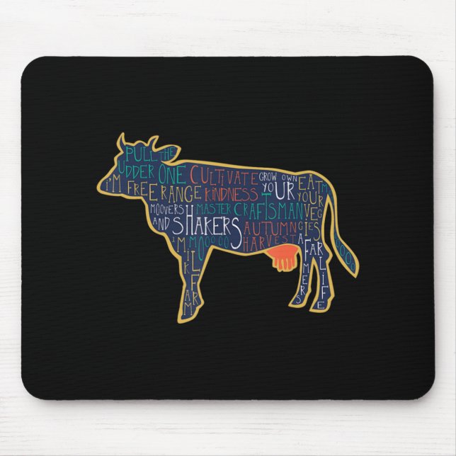 Cow Silhouette Tygraphy Phrases Heifer Fun Chris T Mouse Pad (Front)