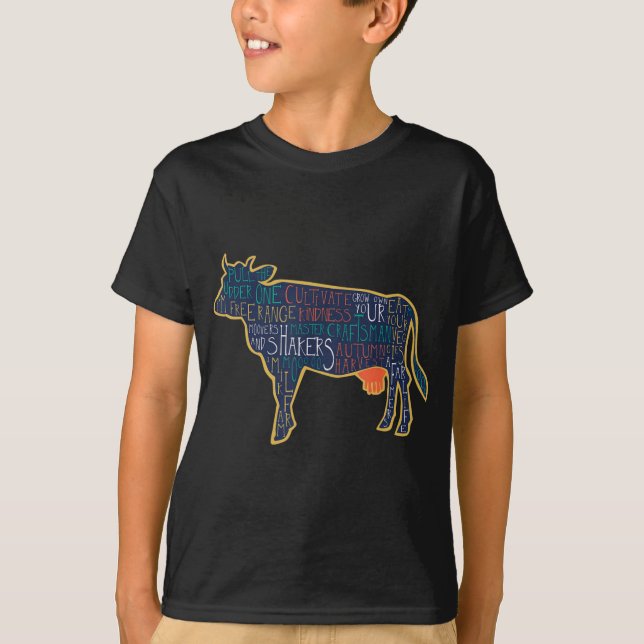 Cow Silhouette Tygraphy Phrases Heifer Fun Chris T T-Shirt (Front)