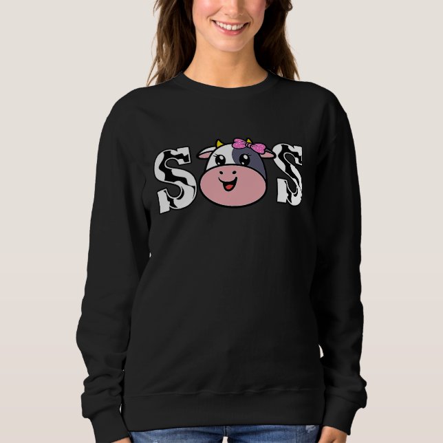 Cow Sis Farmer Animal  Cute Cow Pattern Sister Sweatshirt (Front)