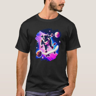 Cow Skateboarding in Outer Space Retro Vintage Ska T-Shirt