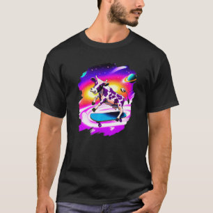 Cow Skateboarding in Outer Space Retro Vintage Ska T-Shirt