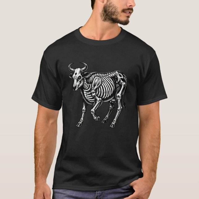 Cow Skeleton Halloween T-Shirt (Front)