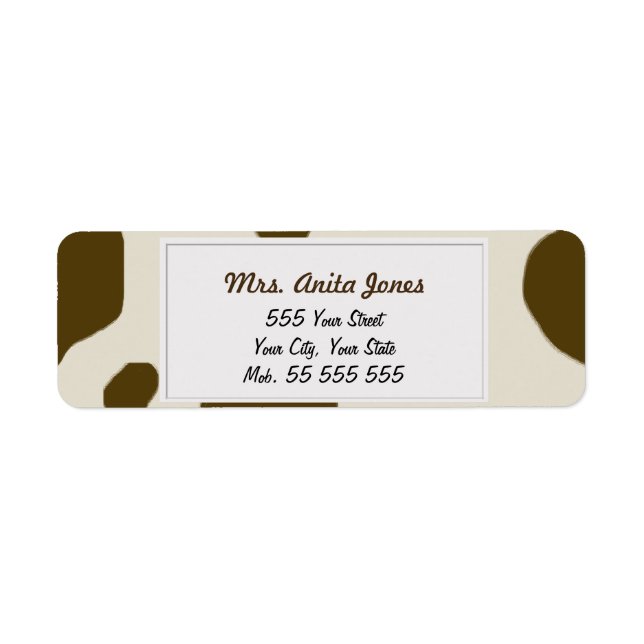Cow Skin Brown Return Address Label (Front)