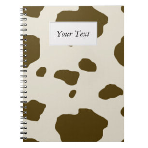 COW SKIN brown with text label Notebook