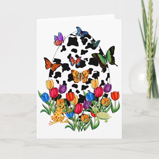 Cow Skin Easter Egg Holiday Card (Front)