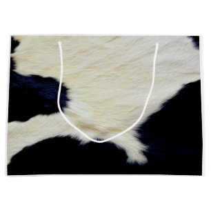 Cow Skin Fur Texture Black and White Customise Large Gift Bag