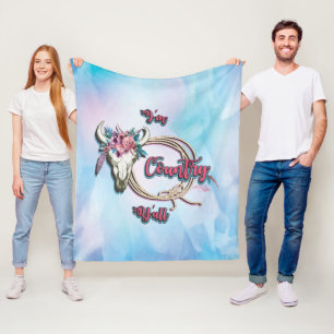 Cow Skull And Rope Fleece Blanket