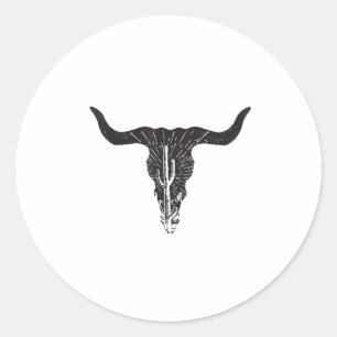 Cow Skull Desert Cactus Boho Longhorn South Wester Classic Round Sticker