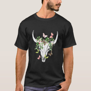 Cow Skull Flowers Anatomy With Floral Cute T-Shirt