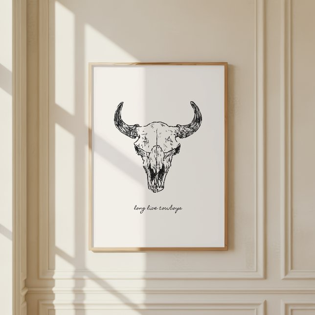 Cow Skull Long Live Cowboys Western Wild West Wall Poster (Creator Uploaded)