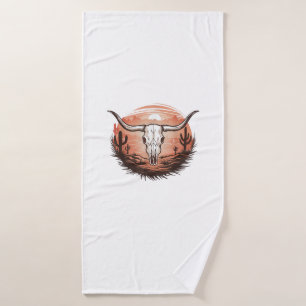 Cow Skull western cowgirl cowboy rodeo Bath Towel