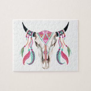 Cow Skull with Dream Catchers Jigsaw Puzzle