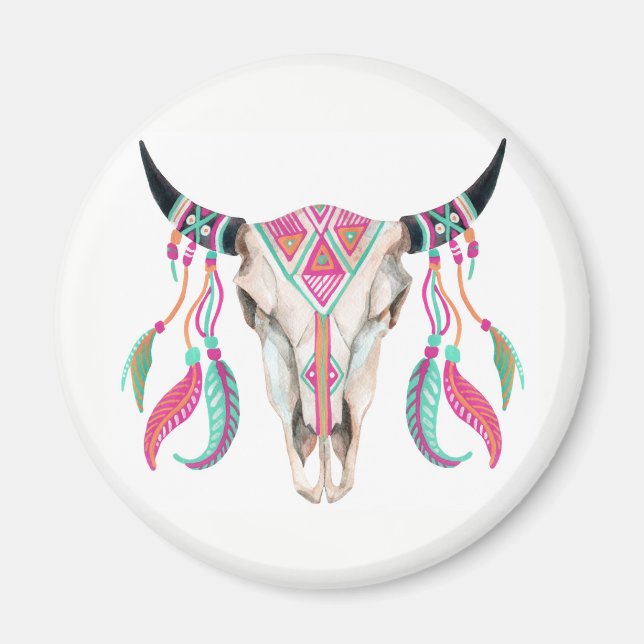 Cow Skull with Dream Catchers Magnet (Front)