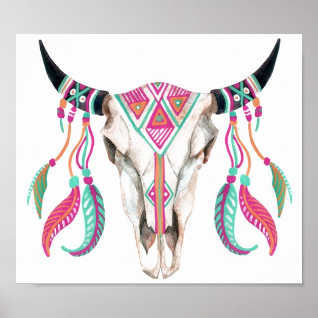 Cow Skull with Dream Catchers Poster (Front)