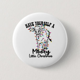Cow & Snow Have Yourself A Mooey Little Christmas 6 Cm Round Badge