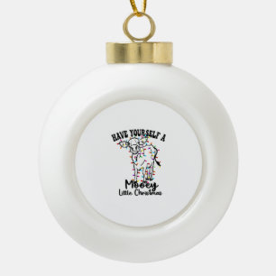 Cow & Snow Have Yourself A Mooey Little Christmas Ceramic Ball Christmas Ornament
