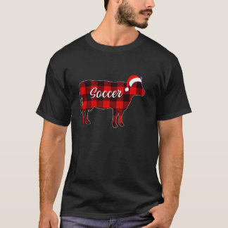 Cow Soccer Pajama Red Plaid Cow Lover Christmas Fa T-Shirt