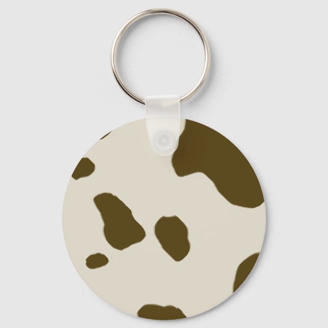 Cow Spots Brown Faux skin Key Ring (Front)