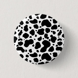 Cow Spots Pattern Black and White Animal Print 3 Cm Round Badge