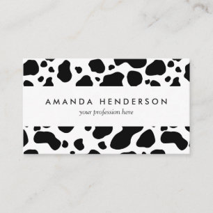 Cow Spots Pattern Black and White Animal Print Business Card