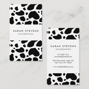 Cow Spots Pattern Black and White Animal Print Business Card