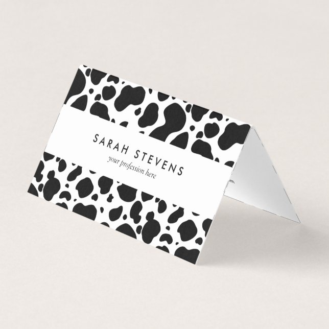 Cow Spots Pattern Black and White Animal Print Business Card (Front)