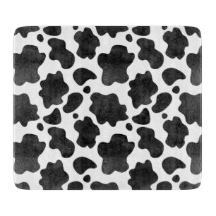 Cow Spots Pattern Black and White Animal Print Cutting Board