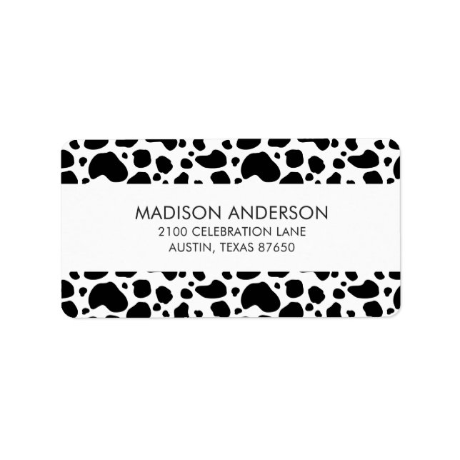 Cow Spots Pattern Black and White Animal Print Label (Front)