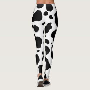 Cow Spots Pattern Black and White Animal Print Leggings