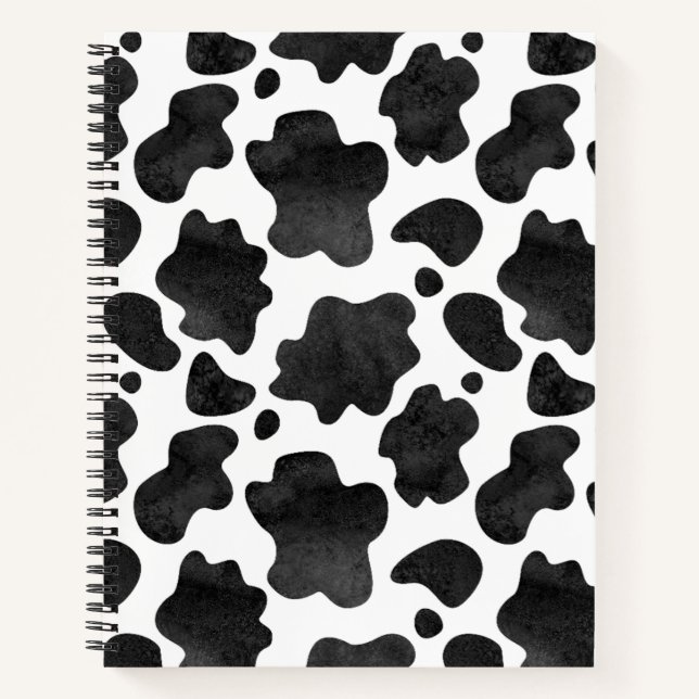 Cow Spots Pattern Black and White Animal Print Notebook (Front)