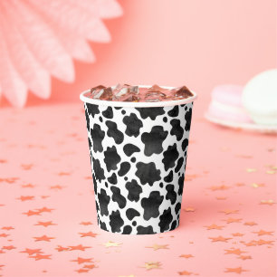 Cow Spots Pattern Black and White Animal Print Paper Cups