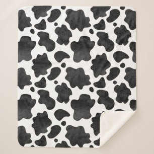 Cow Spots Pattern Black and White Animal Print Sherpa Blanket