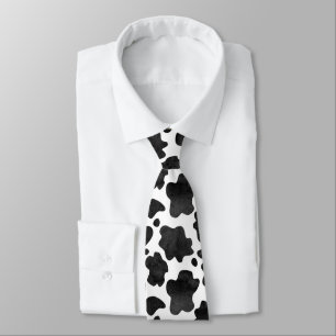 Cow Spots Pattern Black and White Animal Print  Tie