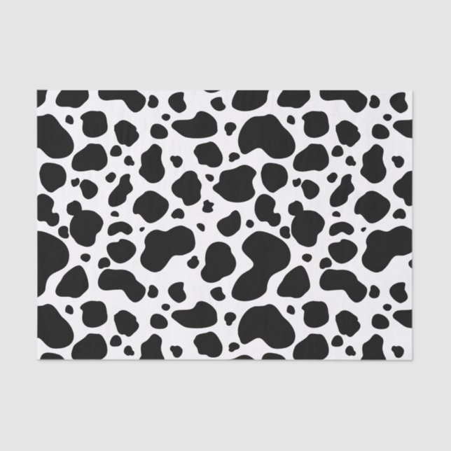 Cow Spots Pattern Black and White Animal Print Tissue Paper (Front)