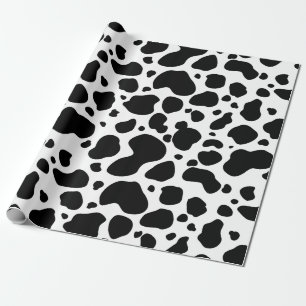 Cow Spots Pattern Black and White Animal Print Wrapping Paper