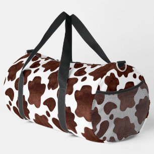 Cow Spots Pattern Brown and White Animal Print Duffle Bag