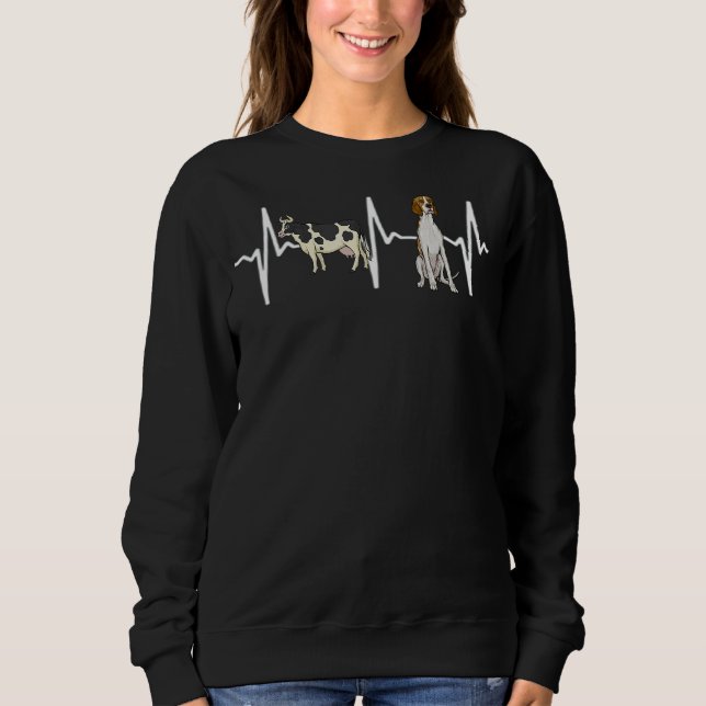 Cow Spotted Irish Terrier Heartbeat Dog Sweatshirt (Front)