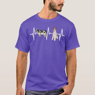 Cow Spotted Wire Fo Terrier Heartbeat Dog Lover T-Shirt