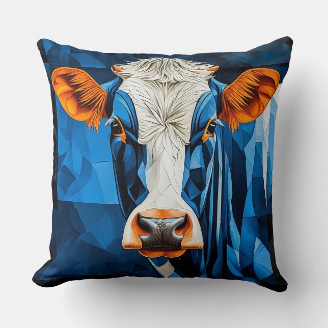 Cow stained glass cushion (Front)
