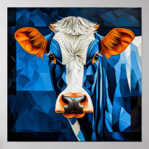 Cow stained glass poster
