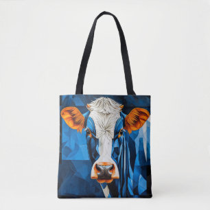 Cow stained glass tote bag