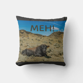 COW STEER cow says MEH no moo on the farm Cushion