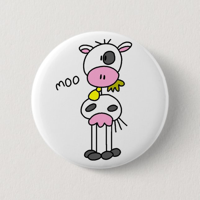 Cow Stick Figure Button (Front)